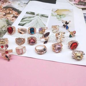 Anéis de cluster 100 peças vintage para mulheres marca glamour boho acessórios de moda festa jóias proposta masculina presentes mix atacado