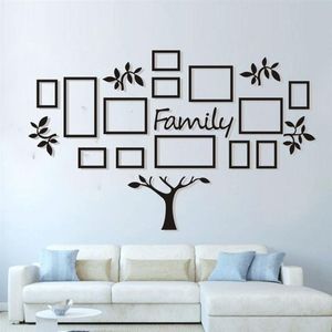 Wall Stickers 1 set of 3D acrylic living room bedroom wall po tree wall decoration DIY po frame home living room decoration black 230410