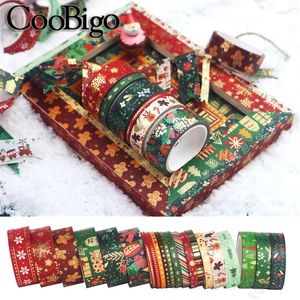 Adhesive Stickers Merry Christmas Washi Tapes Set Decor Masking Sticker Gold Foil Scrapbooking Gift Wrapping Diary DIY Crafts 21RollsLot 231110