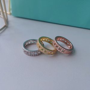 real silver 18k gold stones plating wide wedding engagement rings for women Luxury Hollowed out diamond size 7 8 9 men Christmas Party gifts girls Bridal Christmas