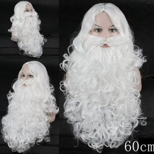 Cosplay Peruki świąteczne prezent Święty Mikołaj i broda syntetyczne włosy krótkie cosplay peruki dla mężczyzn białe akcesoria do włosów Santa broda 231109