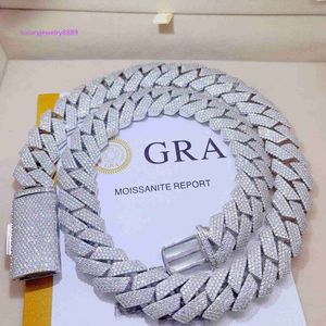 Lodowe przełęcz Diamond Tester 925 Srebrny naszyjnik VVS MOISSANITE Cuban Link Łańcuch