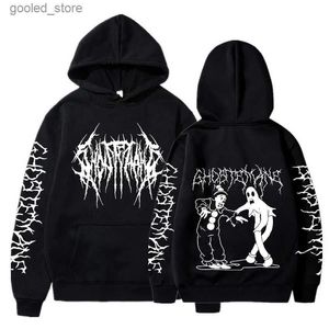 Herrtröjor tröjor ghostemane dubbelsidig tryck hoodie herr mode hip hop metall rock hoodies gotiska överdimensionerade tröjor spårning streetwear q231110