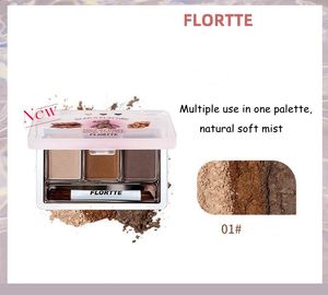 Melhoradores de sobrancelha Flortte Beauty Pó de sobrancelha de 3 cores Urso à prova d'água à prova de manchas de longa duração Maquiagem de sobrancelha cosmética 231109