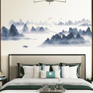 壁のステッカーママルック中国スタイルの日没風景の壁紙高品質の壁紙リビングルーム背景壁画装飾ステッカー230410