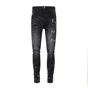 American High Street Black Paint verwendete Live -Netzwerk Red Purple Brand Jeans