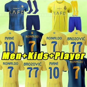 23 24 Al Nassr FC Soccer Jerseys 2023 2024 Ronaldo Homens Kit Kit uniforme Casa CR7 CR7 MENINO MENHO DE FUTEBOL