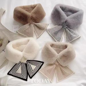 Scarves Winter Faux Fur Scarf Luxury Plush Warm Neck Collar Cute Girl Knitted Scarfs For Ladies Keep Shawl