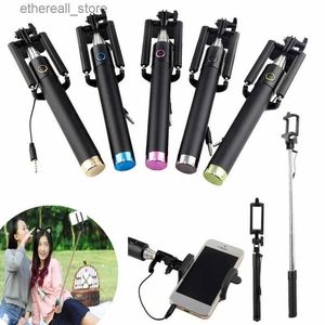 Monopés Selfie Conveniente Controle Remoto Com Fio Expansível Obturador Portátil Selfie Stick Câmera Portátil Selfie Stick Telefone Móvel Portátil Q231110