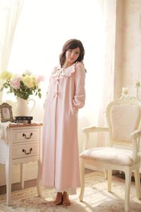 Women's Sleepwear Fleece Princess Nightgown Women's Winter Long Robe Pink And Purple Pajamas