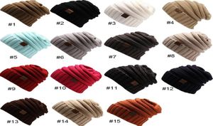 Örme Şapka Beanies Hat CC Kadınlar Sıcak Kış Basit Stil Tıknaz Yumuşak Streç Erkekler Örme Beanie Kafatası Şapkaları 15 Renk CPA33036552976