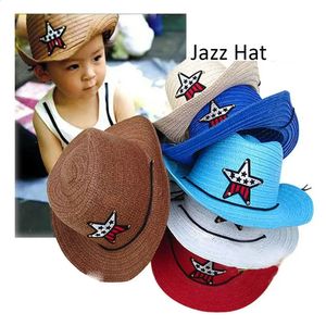 Kapaklar şapkalar çocuklar kızlar kızlar yaz nefes alabilen kovboy şapka saman güneş kapağı çocuk pentagram balık caz kovası 231109