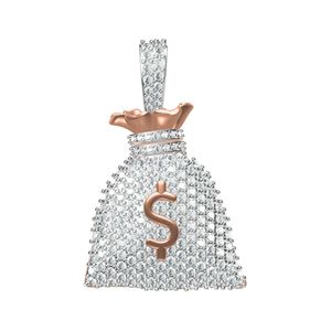 Pingente de bolsa de dinheiro em dólar com o melhor preço de fábrica no atacado em ouro rosa amarelo 10Kt e diamante precioso real