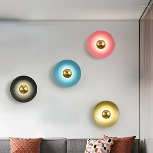 Lâmpada de parede moderna nórdica círculo luz para baixo iluminação interior ouro arandela para sala estar quarto cabeceira foyer corredor