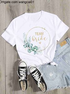 Męskie koszulki Kwiat Bachelorette Team Bride Party Wedding Party Women Evjf koszulka Koszulka swobodna panie Podstawowe O-Kolar Białe Krótki T-shirt Girl 4103