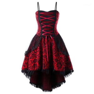 Basic Casual Kleider Viktorianisches Gothic Vintage Kleid Frauen Plus Size Schnürkorsett High Low Cosplay Kostüm Mittelalter Party Steampu Dhngq