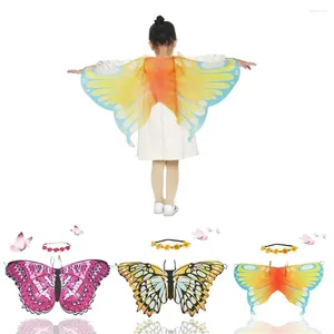 Sciarpe 1SET Bambini Colorati Ali di Farfalla Scialle Poncho Sciarpa Donna Fata Accessori per Prestazioni Cosplay Forniture per Feste Festival