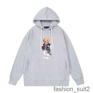 Hoodies voor heren Polo's Sweatshirts Laurens Rl Designer Heren Bear Ralphs Pullover Pluche Cartoon Hoodie met lange mouwen Losse ronde hals Afdrukken Tops 1 WT9G