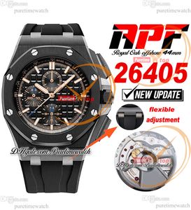 APF 44mm 26405CE A3126 Automatyczne chronograf męskie obserwuj czarny ceramiczny kij teksturowy gumowy pasek ekskluzywny technologia super wersja puretimewatch a1