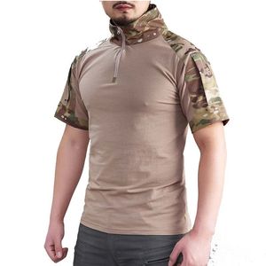 Herr thirts taktiska tshirts herrar utomhus militär tee snabb torr kort hylsa skjorta vandring jakt armé strid män kläder andas 230410