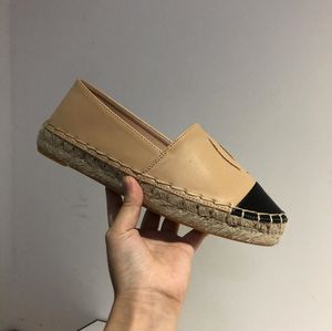 Projektanci Buty swobodne kobiety czarne skórzane buty espadrilles Summer luksurys panie płaskie plaż