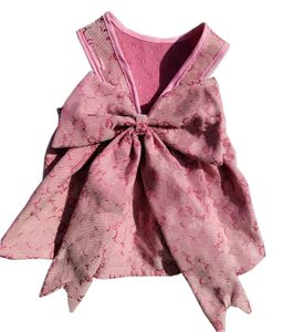 Abbigliamento per cani di marca Abbigliamento per cani di marca Simpatico fiocco Bowknot Cucciolo Abito da principessa per cani di piccola taglia Ragazza Estate Gonna per animali Morbido jacquard Classico modello di lettera Abito femminile A404