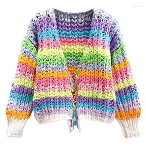 الحياكة النسائية HSA الخريف الملونة الكروشيه كروشيت Cardigan النساء غير الرسمي كوري طويل الأكمام سترة فضفاضة أنثى 2023 y2k أنيقة الدانتيل حتى الشارع