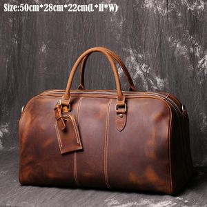 Duffelväskor Luufan Fashion Travel Bag For Men äkta läder Duffles Travel Laptop Handväskor Unisex Cow Skin Hud Hand Bagage