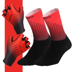 Skidhandskar 1Pair Half /Full Finger Cyklinghandskar med 1Pair Cycling Socks Män Kvinnor Sportcykelhandskar Racing Bicycle Set ZLN231110