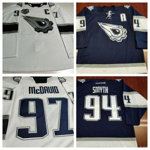 Vintage 2021 97 Connor McDavid Hockey Jerseys #94 Ryan Smyth Koho Oil Jersey Sying Stitched Navy Blue 40th White Jersey