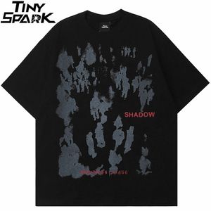 Mens tshirts masculino Hip Hop Tshirt Aparel letra Shadow Letter Impressão Tshirt Summer Summer Manga curta Tshirt Original Night Cotton Top Tshirt 230408