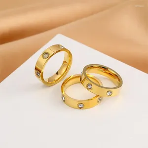 Кольца кластера RAKOL, роскошное кольцо с кристаллами для женщин, не тускнеет, из нержавеющей стали, золотого цвета, для влюбленных, свадебные украшения