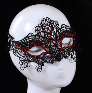 New Design Women Lace Face Eye Mask Masquerade Ball Red Crystal Halloween Party2436941