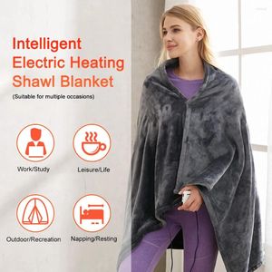 Scarves USB Charging Heated Blanket Shawl Coral Velvet Throw Fast Heating 9 Areas For Outdoor Home Office