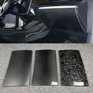 True Carbon Fiber Cover för Tesla Model 3 Y 2017-2023 Interiörens passagerarsida Console Glove Box Panel Trim Accessories