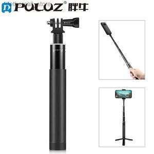 Selfie Monopods Puluz 70cm 110 cm 150 cm Selfie Sticks Aluminium Stop Handheld Monozod W Niewidzialny podstawa adaptera dla kamer sportowych Strzelanie telefonu Q231110