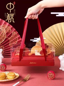 Cupcake Carriers 2023 Chinese New Year Mid-Autumn Moon Cake Packaging Box Retro Red And Gold Creative Three-Dimensional Floral Gift Boxes Y23