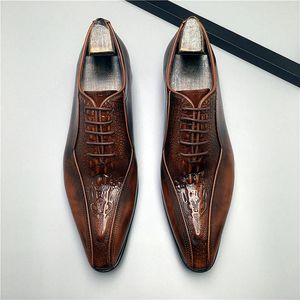 Sukienka buty retro męskie patent skórzane luksusowe wysokiej jakości ręcznie robiona wygodna marka oryginalna czarna ślub społeczny Oxfords Man