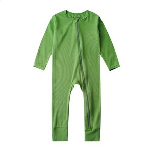 Rompers Bamboo Spandex Double Zipper Sleepers Children Toddler Sleepwear 231109