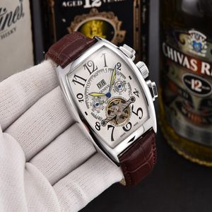 Franck Orologi da polso per uomo 2023 Orologi da uomo Tourbillon Cinque aghi Meccanico automatico Wastch Alta qualità Top Luxury Brand Cinturino in pelle Regalo di moda FM