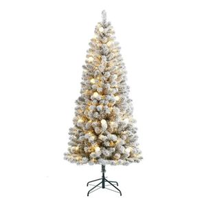 Decorações de Natal 65 pés PreLit G50 ColorChanging LED Flocado Pinheiro Árvore Artificial Verde por Tempo de Férias 231110