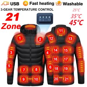 Męskie kurtki mężczyźni 21 obszarów podgrzewana kamizelka grzewcza USB dla kobiet zima na zewnątrz ciepły płaszcz termiczny kurtka bawełniana 231109