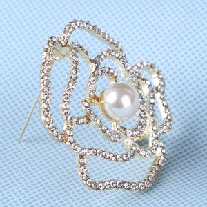 Pins, Brooches Camellia Jewlery Style Flowers Lapel Pins No 5 Pearls Flower Broche Broach Jewelry For Women