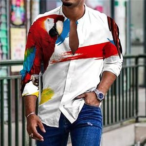 Camisas casuais masculinas Spring Men Shirts Bagggy Parrot Butterfly Printe
