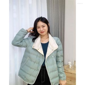 Women's Trench Coats Winter Stand Collar Ultra Light Short Down Cotton Coat Women Warm White Duck Single Breasted Jacket Lady Outwear LR2156