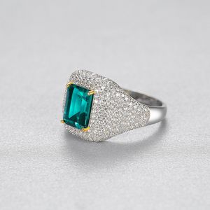 Retro Emerald Ring S925 Серебряное серебряное серебристое серебро