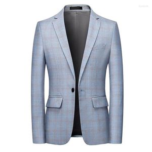 Abiti da uomo 2023 Abito da lavoro scozzese semplice da uomo primavera / Sposo slim fit da uomo per sposarsi Blazer da uomo / Giacca casual da uomo