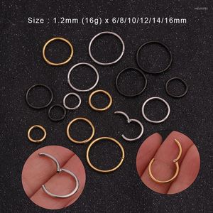 Çember Küpe 1 PC 6mm ila 16mm Paslanmaz Çelik Menteşeli Segment Tıkırma Halkası Burun Septum Piercing Kıkırdak Daith Küpe Takı