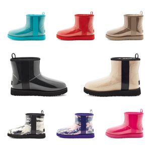 Uggs Ugglie Mini botas clássicas australianas australianas femininas inverno pele de neve bota de cetim peluda bota de tornozelo neve meio joelho curto 35-40