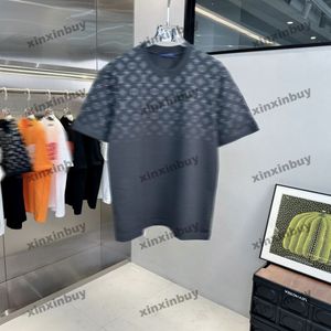 xinxinbuy män designer tee t shirt gradient bokstav tryck bomull kort ärm kvinnor svart vit grå s-2xl